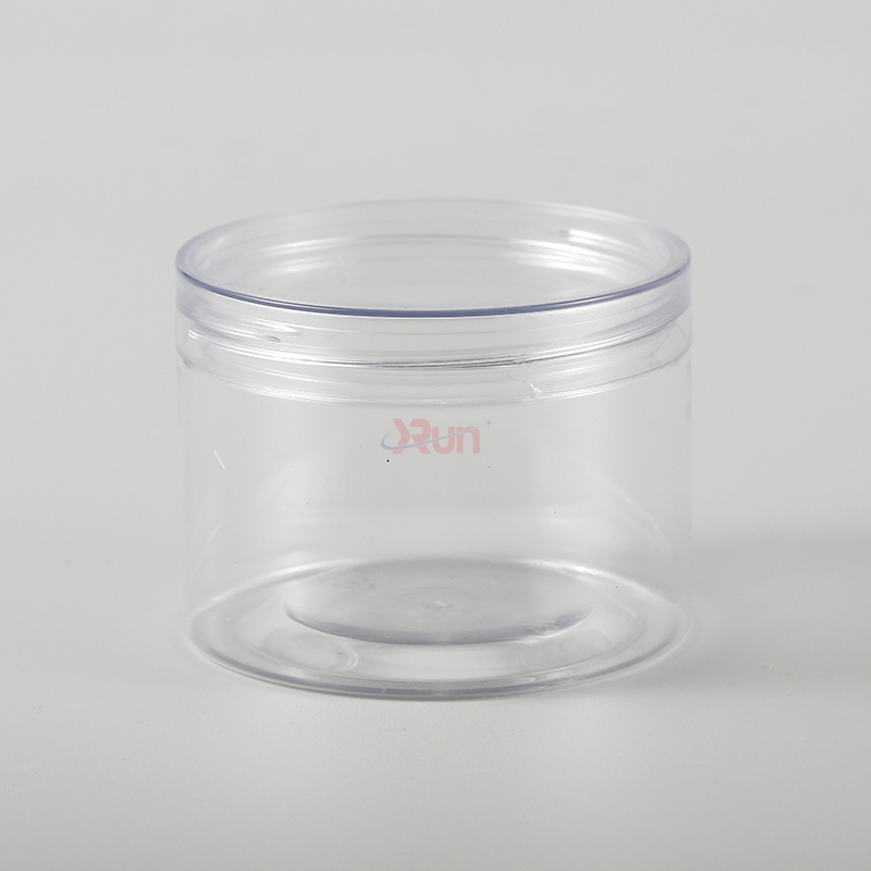 We offer plastic containers with label that are a great plastic food container for candy jars with a secure PET packaging with lid.
